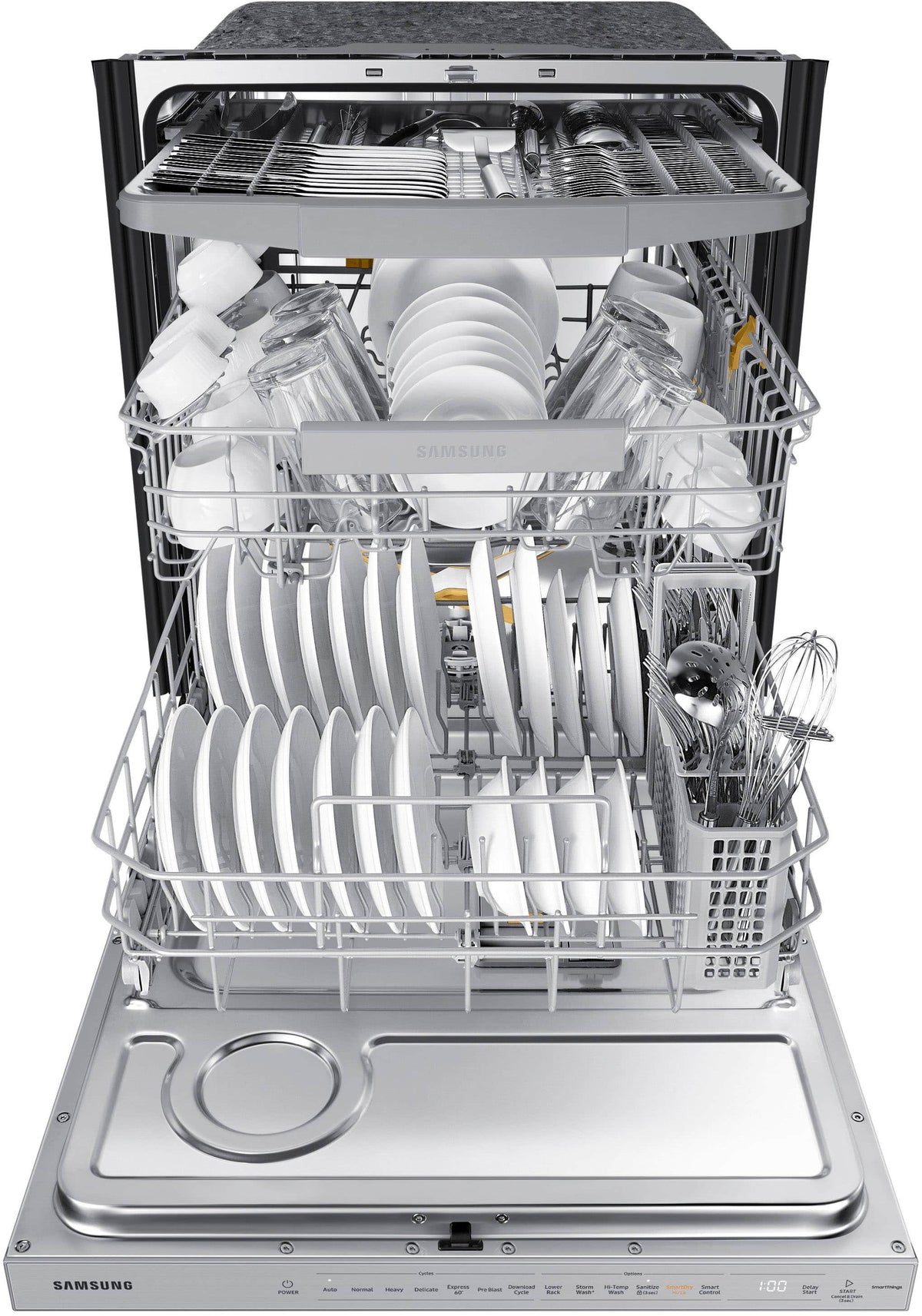 Samsung - 24" AutoRelease Dry Smart Built-In Stainless Steel Tub Dishwasher with 3rd Rack, StormWash+, 42 dBA - Stainless Steel