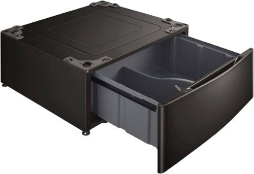 29-in Wide Laundry Pedestal with Storage Drawer for select LG Stackable Washers and Dryers - Black Steel