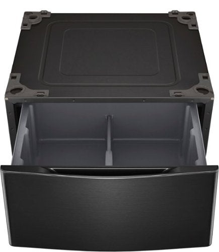 29-in Wide Laundry Pedestal with Storage Drawer for select LG Stackable Washers and Dryers - Black Steel