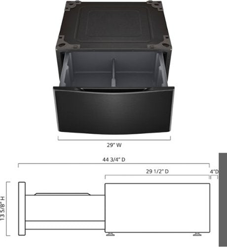 29-in Wide Laundry Pedestal with Storage Drawer for select LG Stackable Washers and Dryers - Black Steel