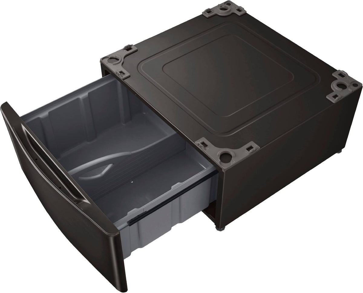 29-in Wide Laundry Pedestal with Storage Drawer for select LG Stackable Washers and Dryers - Black Steel