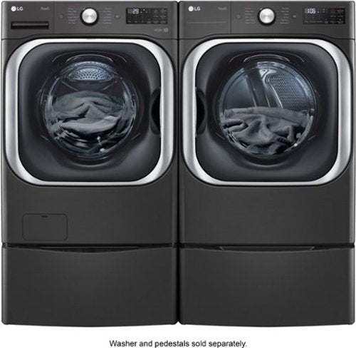 LG - 9.0 Cu. Ft. Stackable Smart Gas Dryer with Steam and Built-In Intelligence - Black Steel