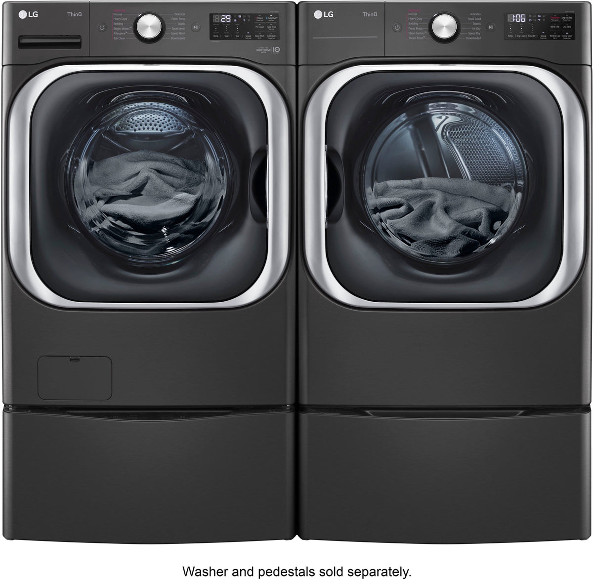 LG - 9.0 Cu. Ft. Stackable Smart Gas Dryer with Steam and Built-In Intelligence - Black Steel