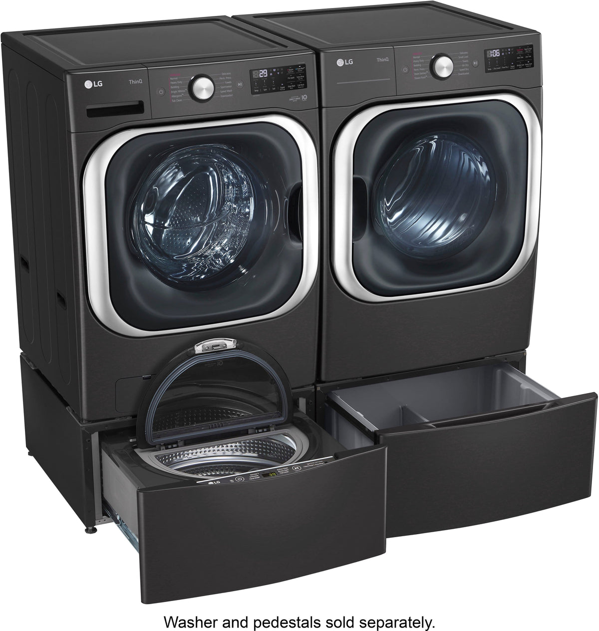 LG - 9.0 Cu. Ft. Stackable Smart Gas Dryer with Steam and Built-In Intelligence - Black Steel