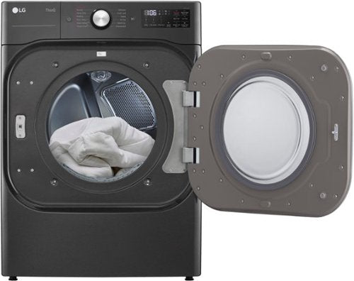 LG - 9.0 Cu. Ft. Stackable Smart Gas Dryer with Steam and Built-In Intelligence - Black Steel