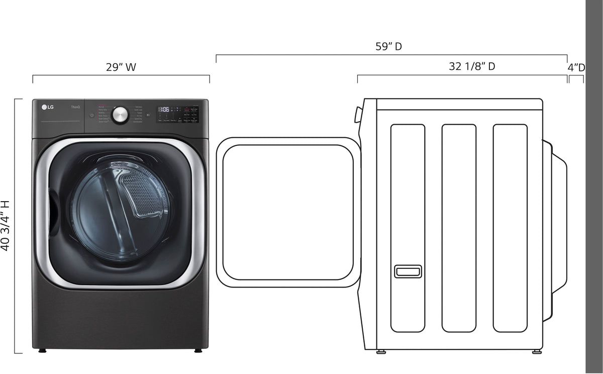 LG - 9.0 Cu. Ft. Stackable Smart Gas Dryer with Steam and Built-In Intelligence - Black Steel