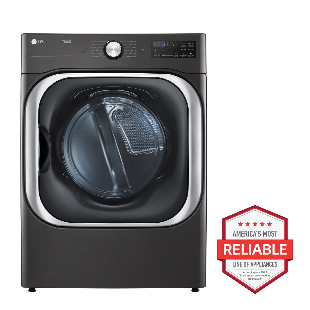 LG - 9.0 Cu. Ft. Stackable Smart Gas Dryer with Steam and Built-In Intelligence - Black Steel