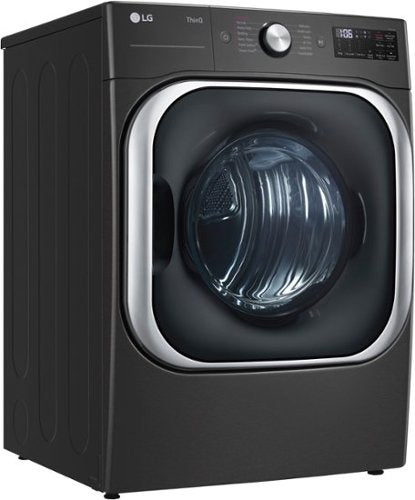 LG - 9.0 Cu. Ft. Stackable Smart Gas Dryer with Steam and Built-In Intelligence - Black Steel