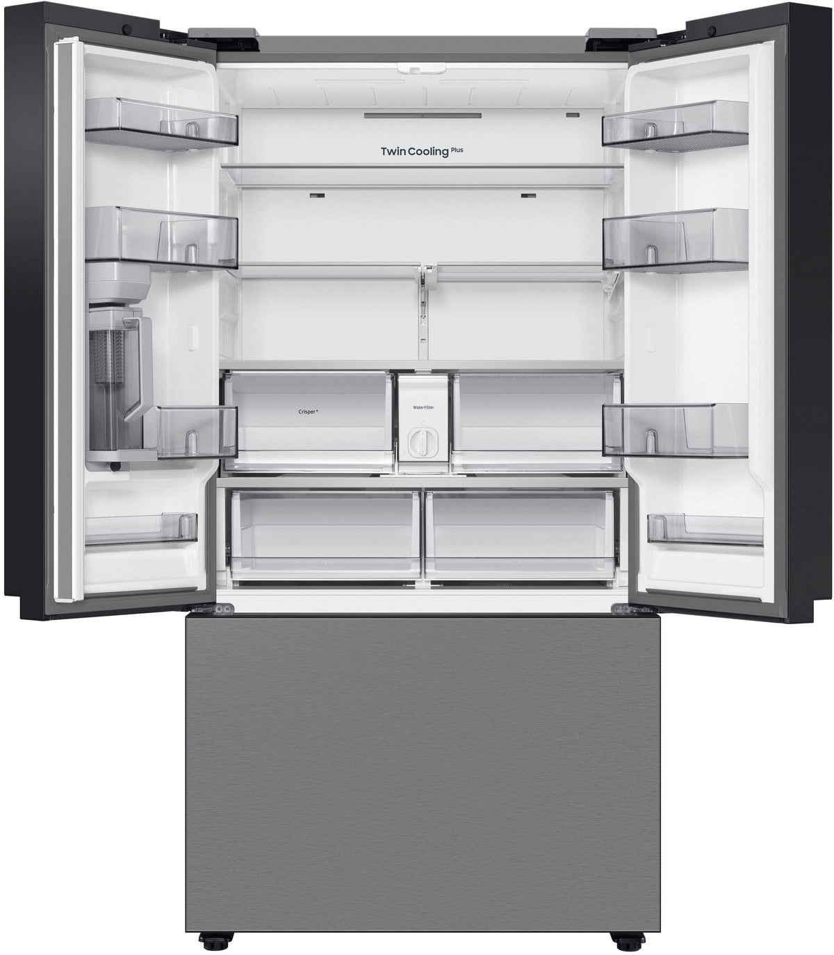 Samsung - 36 in. Wide BESPOKE 24 cu. ft. 3-Door French Door Counter Depth Smart Refrigerator with AutoFill Water Pitcher - Stainless Steel