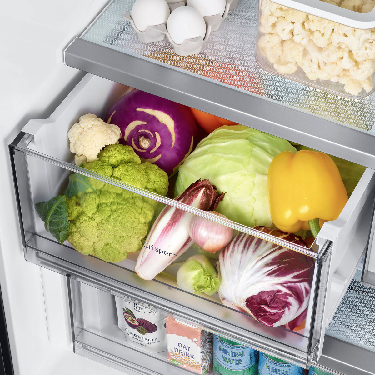 Samsung - 36 in. Wide BESPOKE 24 cu. ft. 3-Door French Door Counter Depth Smart Refrigerator with AutoFill Water Pitcher - Stainless Steel