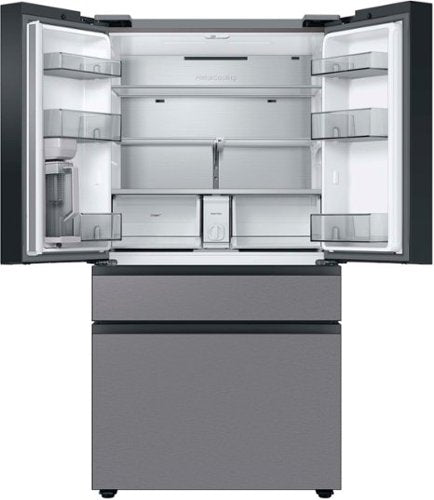 Samsung - 36 in. Wide BESPOKE 23 cu. ft. 4-Door French Door Counter Depth Smart Refrigerator with AutoFill Water Pitcher - Stainless Steel