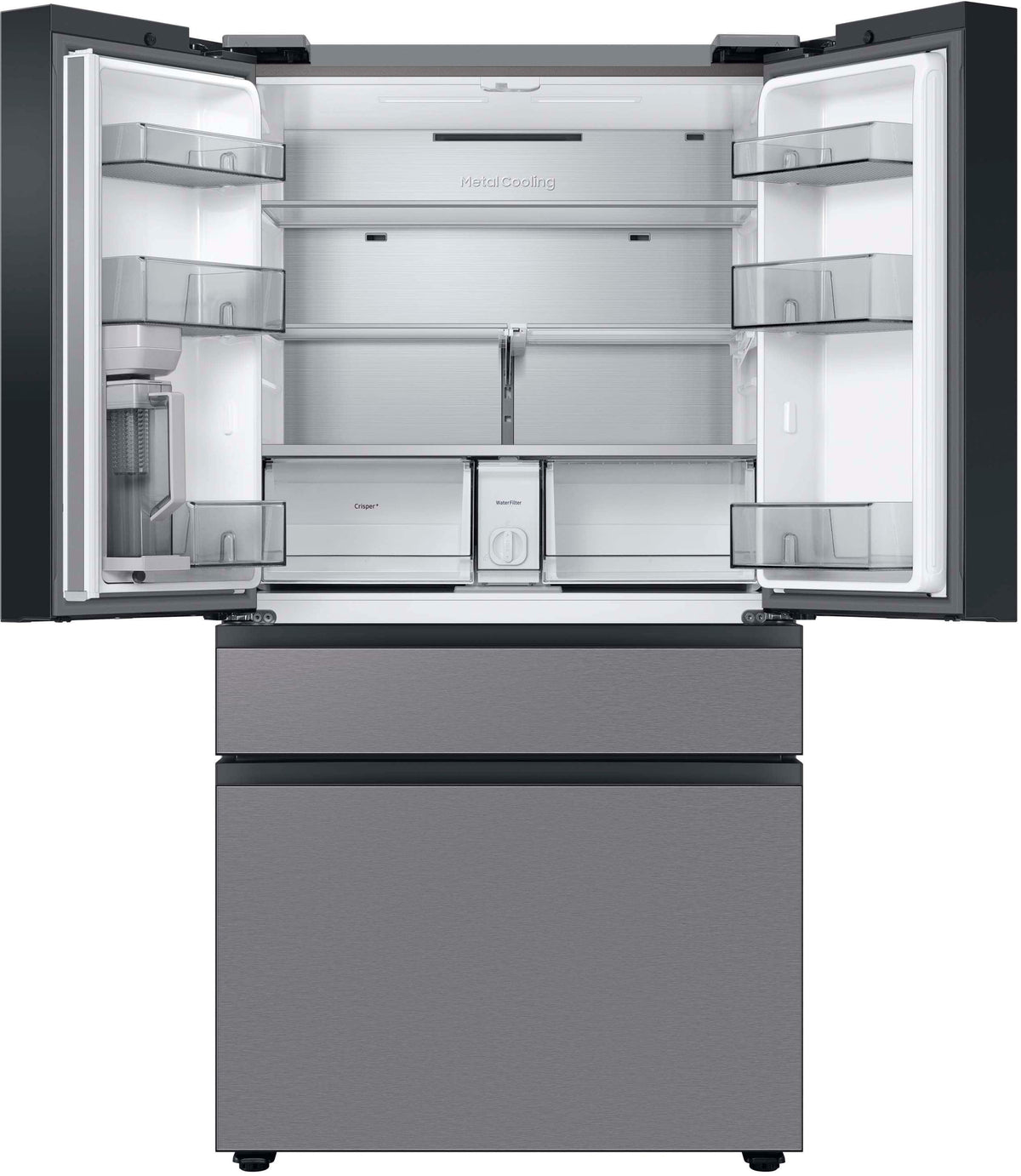 Samsung - 36 in. Wide BESPOKE 23 cu. ft. 4-Door French Door Counter Depth Smart Refrigerator with AutoFill Water Pitcher - Stainless Steel