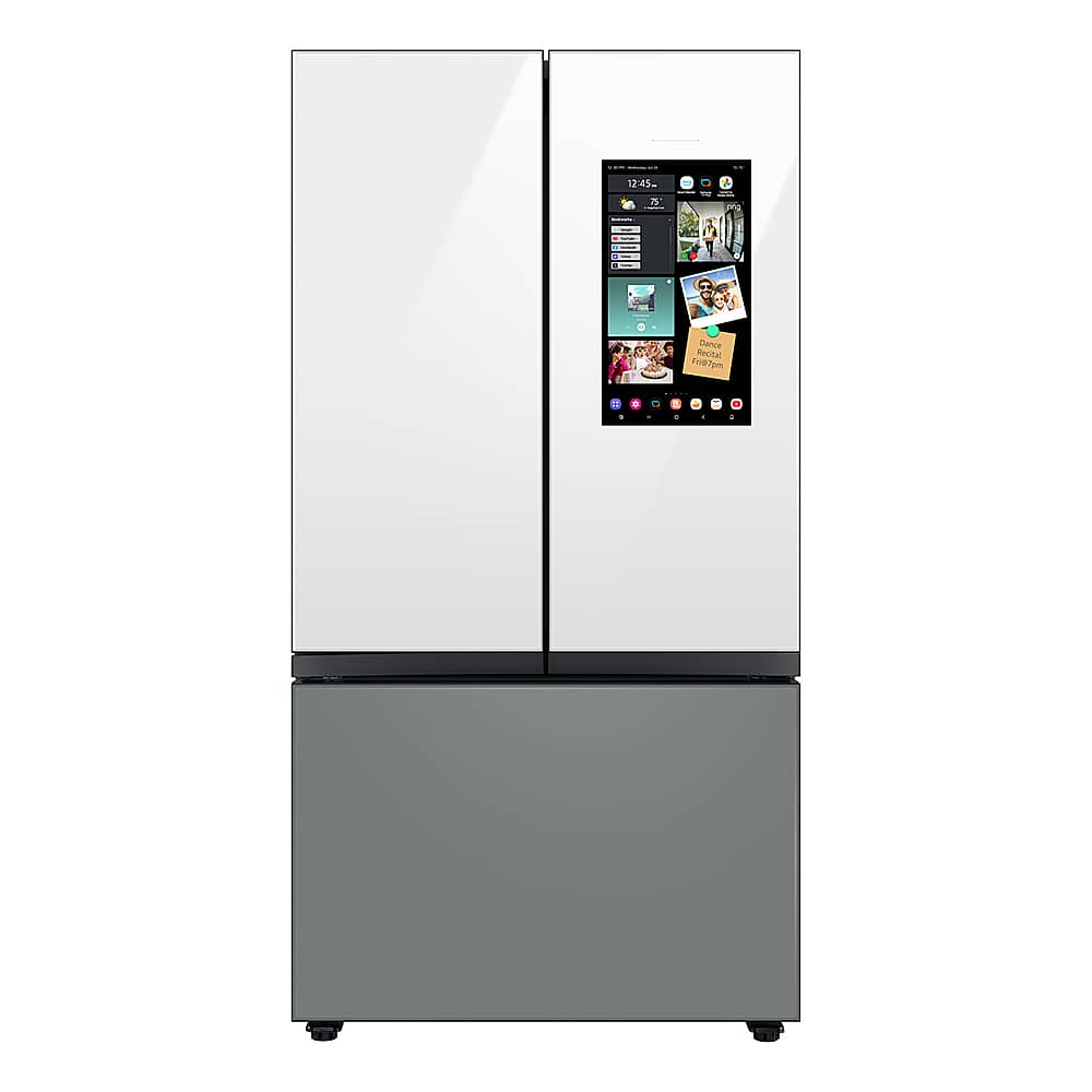 Samsung - 36 in. Wide BESPOKE 24 cu. ft. 3-Door French Door Counter Depth Smart Refrigerator with Family Hub - Gray Glass