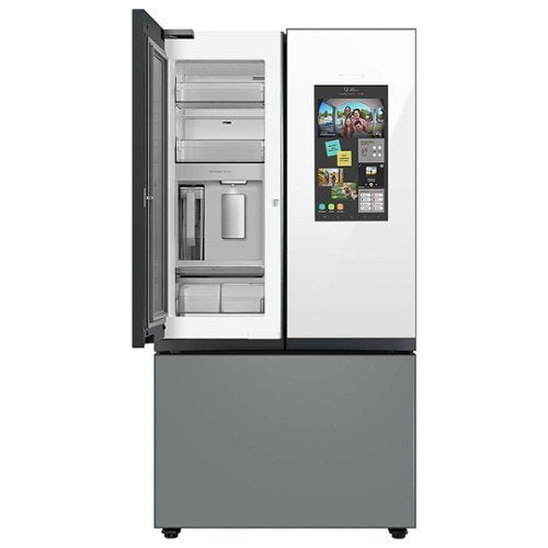Samsung - 36 in. Wide BESPOKE 24 cu. ft. 3-Door French Door Counter Depth Smart Refrigerator with Family Hub - Gray Glass