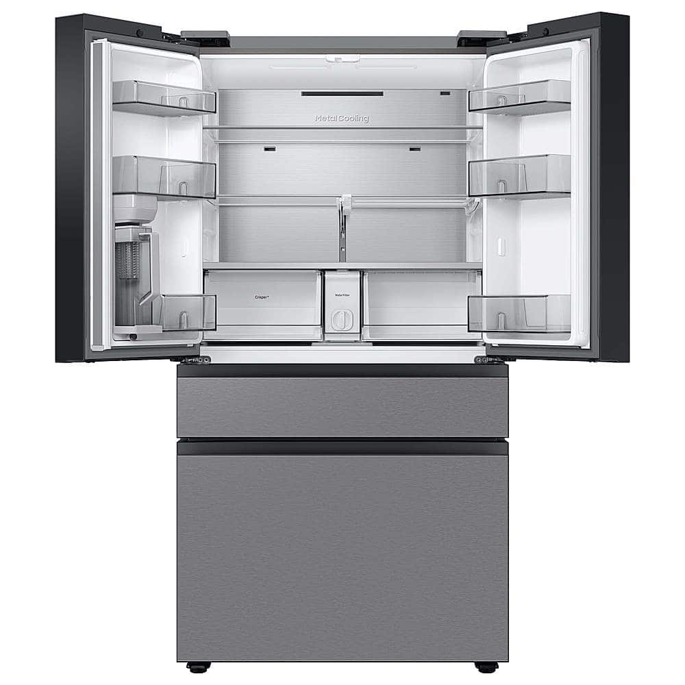 Samsung - 36 in. Wide BESPOKE 29 cu. ft. 4-Door French Door Smart Refrigerator with AutoFill Water Pitcher - Stainless Steel