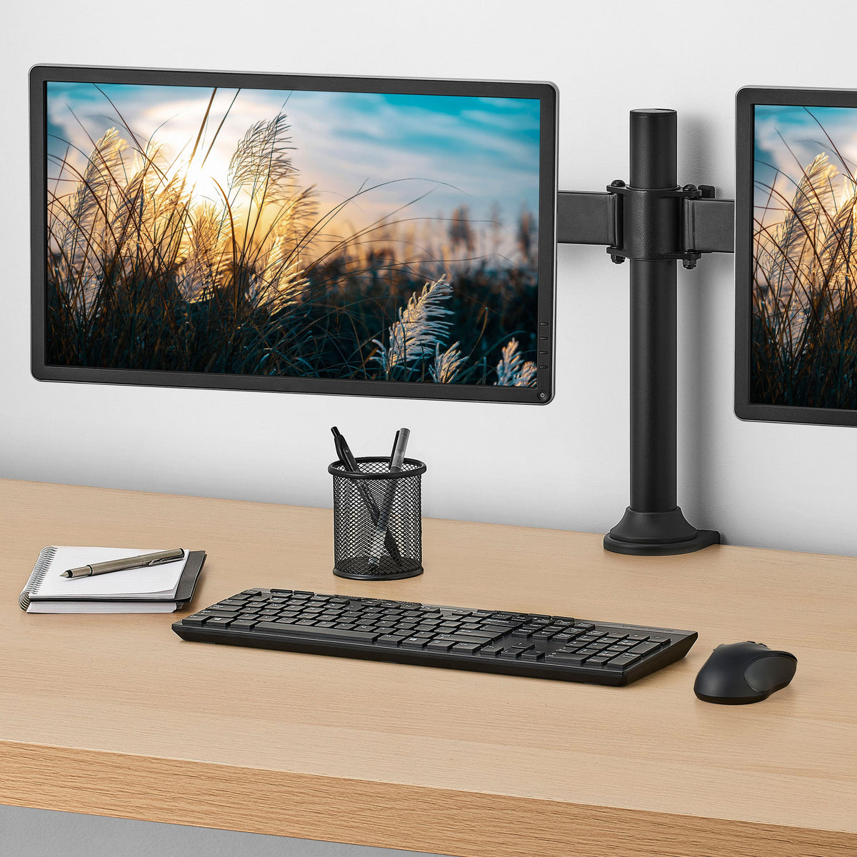 Insignia™ - Dual-Screen Desktop Mount for Monitors up to 32” Wide - Black