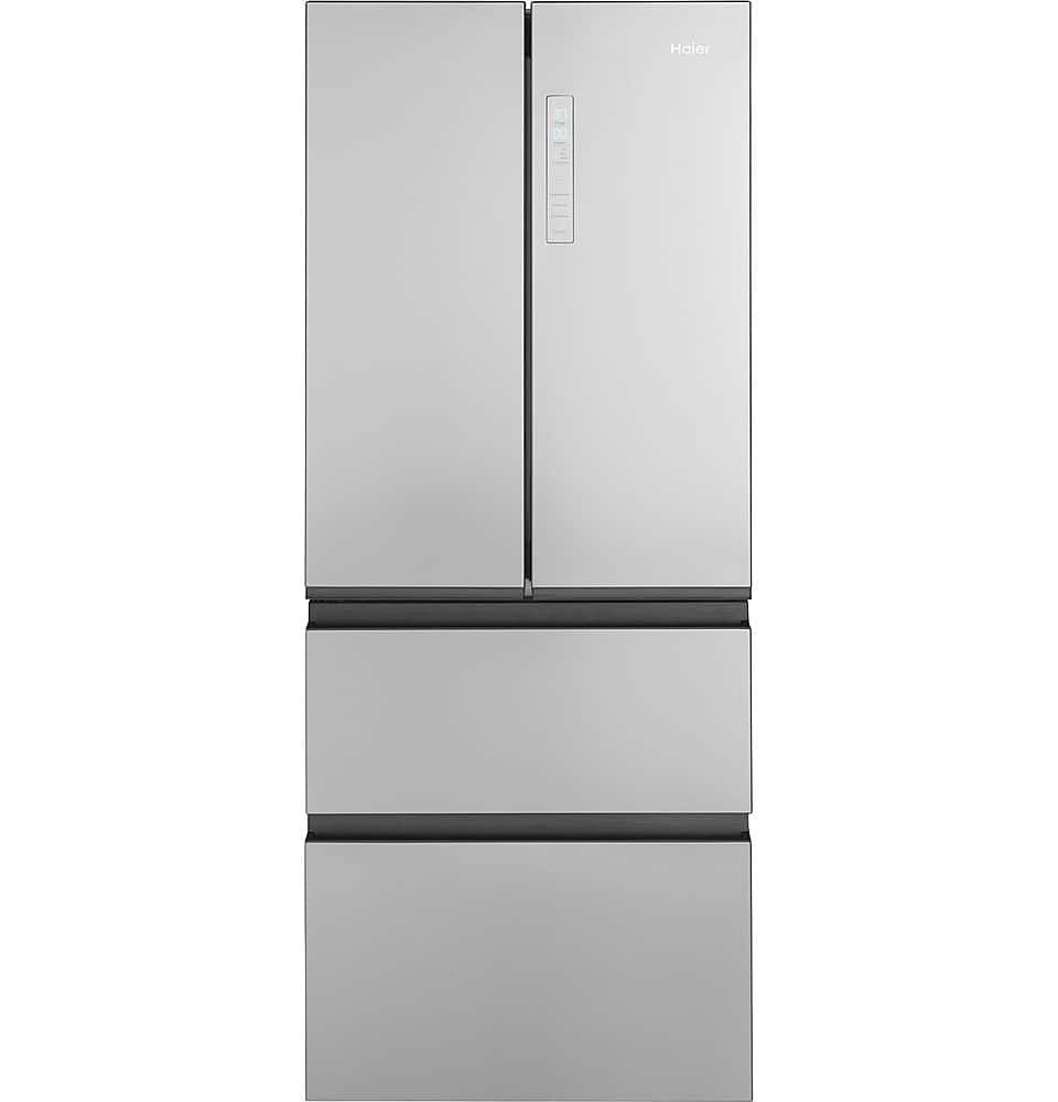 Haier - 28 in. Wide 15.0 Cu. Ft. 4-Door French Door Refrigerator with Quick Cool and Freeze - Stainless Steel
