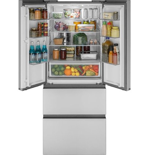 Haier - 28 in. Wide 15.0 Cu. Ft. 4-Door French Door Refrigerator with Quick Cool and Freeze - Stainless Steel
