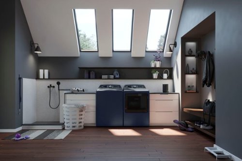 GE Profile - 7.3 Cu. Ft. Smart Electric Dryer with Fabric Refresh, Steam, and Washer Link - Sapphire Blue