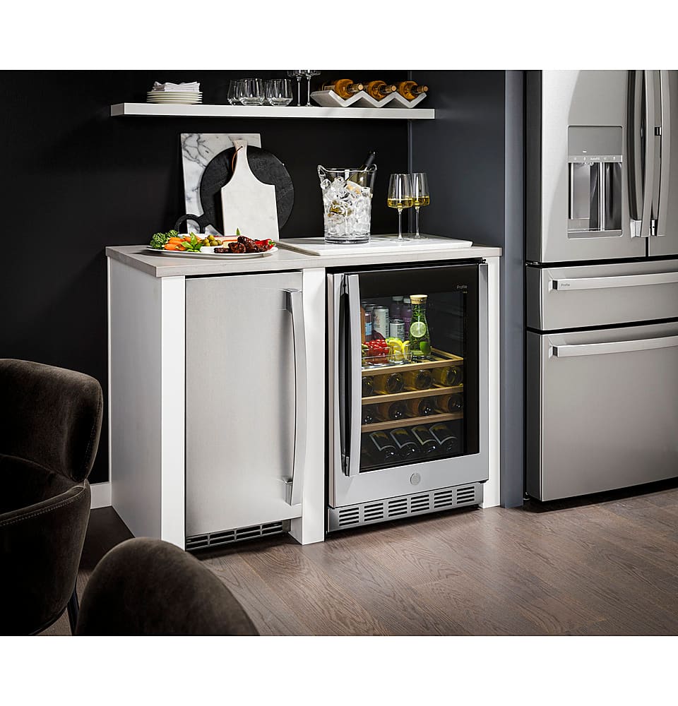 GE Profile - 15" 26-Lb. Freestanding Icemaker with Gourmet Clear Ice - Custom Panel Ready