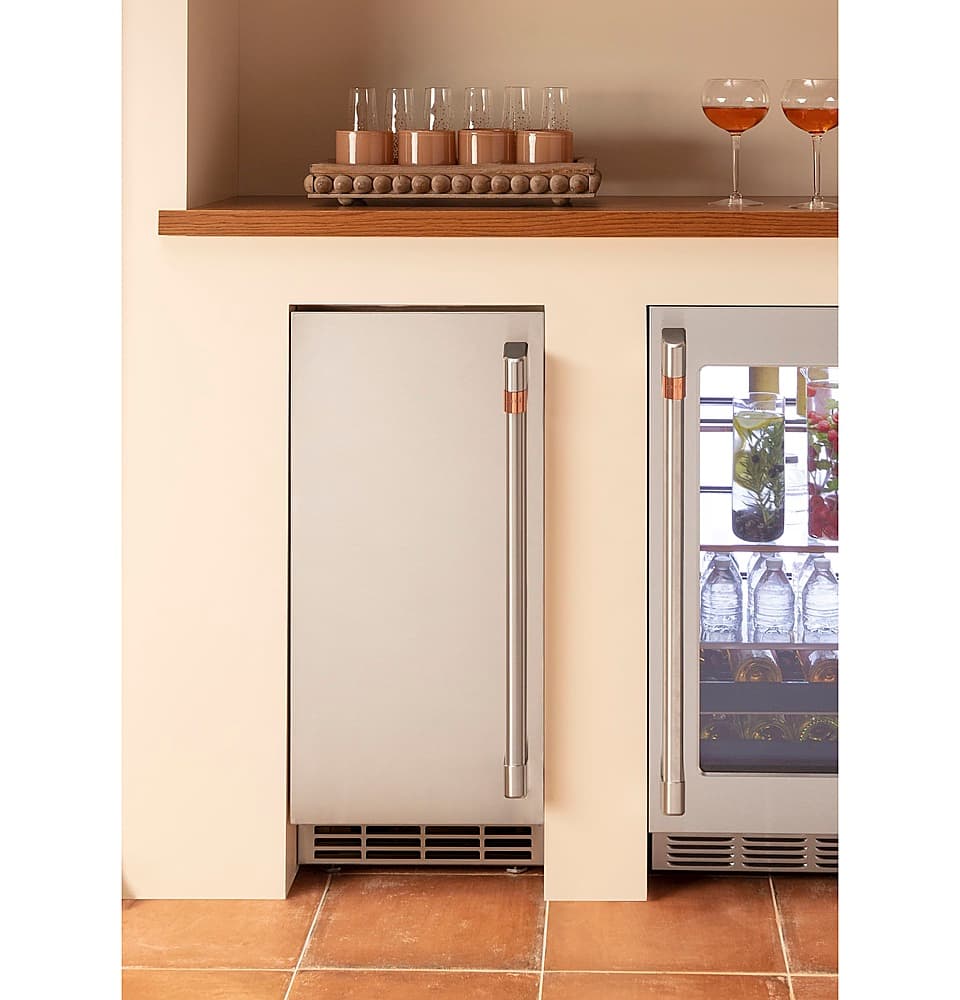 GE Profile - 15" 26-Lb. Freestanding Icemaker with Gourmet Clear Ice - Custom Panel Ready