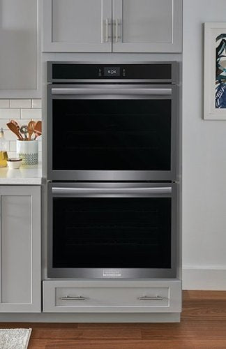 Frigidaire - Gallery 30" Double Electric Wall Oven with Total Convection - Black Stainless Steel
