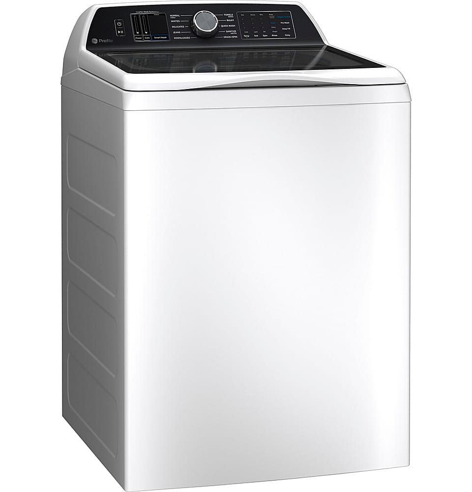 GE Profile - 5.4 Cu. Ft. High Efficiency Smart Top Load Washer with Smarter Wash Technology, Easier Reach & Direct Drive Motor - White