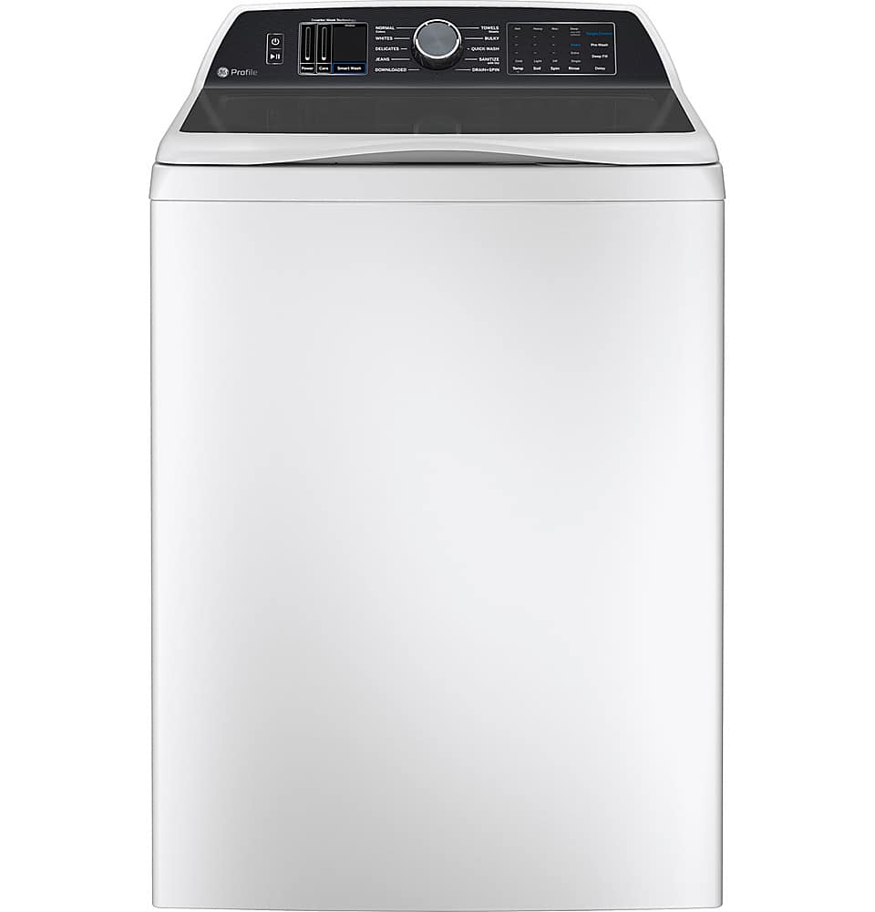 GE Profile - 5.4 Cu. Ft. High Efficiency Smart Top Load Washer with Smarter Wash Technology, Easier Reach & Direct Drive Motor - White