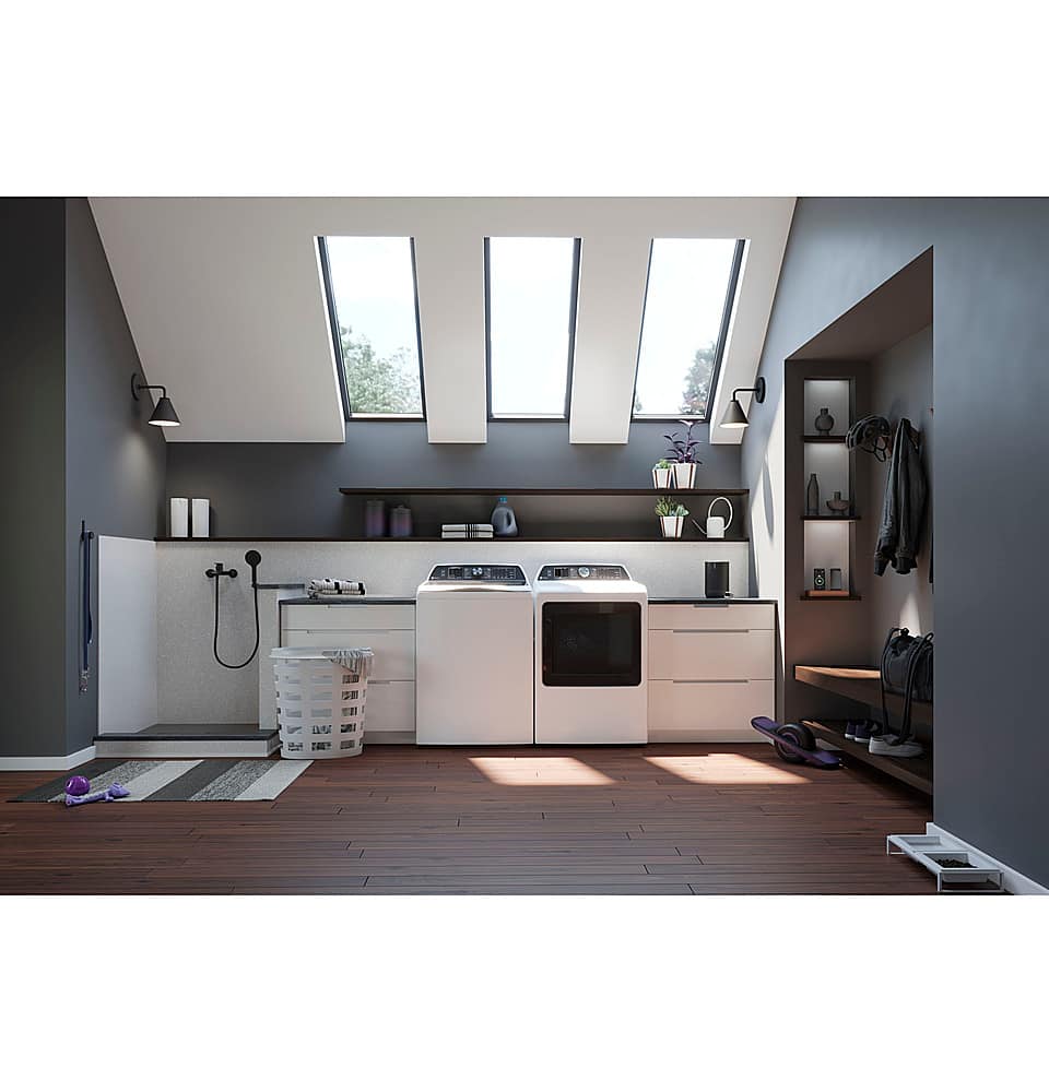 GE Profile - 5.4 Cu. Ft. High Efficiency Smart Top Load Washer with Smarter Wash Technology, Easier Reach & Direct Drive Motor - White