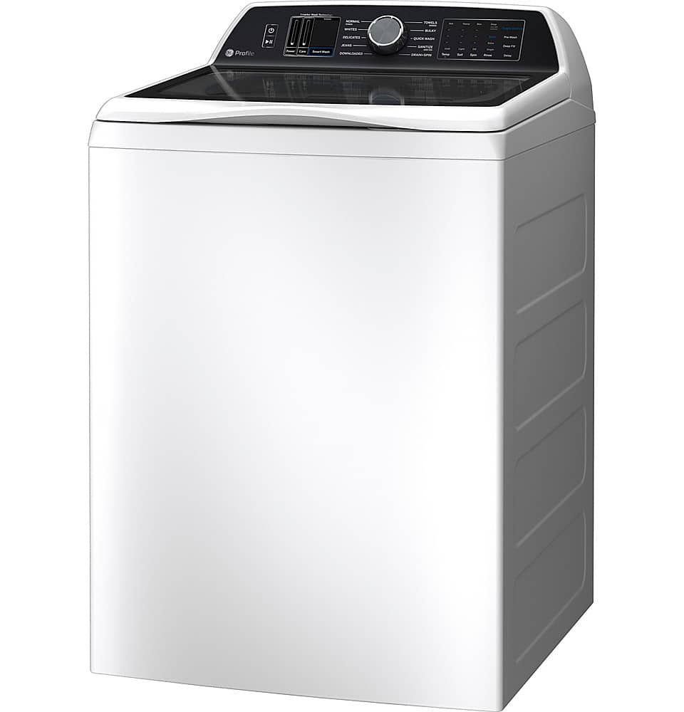 GE Profile - 5.4 Cu. Ft. High Efficiency Smart Top Load Washer with Smarter Wash Technology, Easier Reach & Direct Drive Motor - White