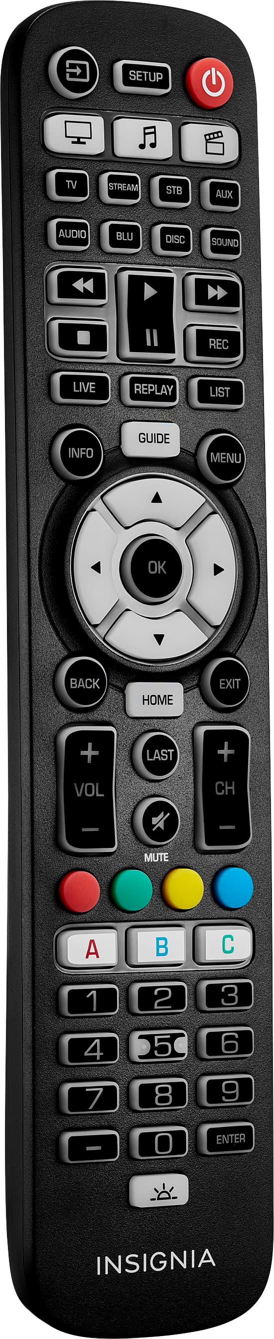 Insignia™ - 8-Device Backlit Universal Remote - Black