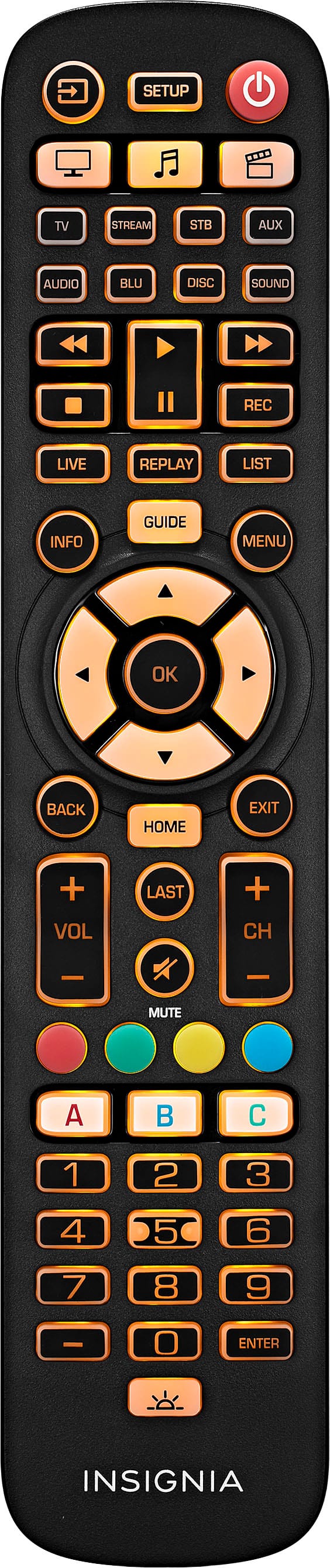 Insignia™ - 8-Device Backlit Universal Remote - Black