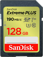 SANDISK - 128GB Extreme PLUS SD UHS-I Memory Card, R/W up to 240/120MB/s