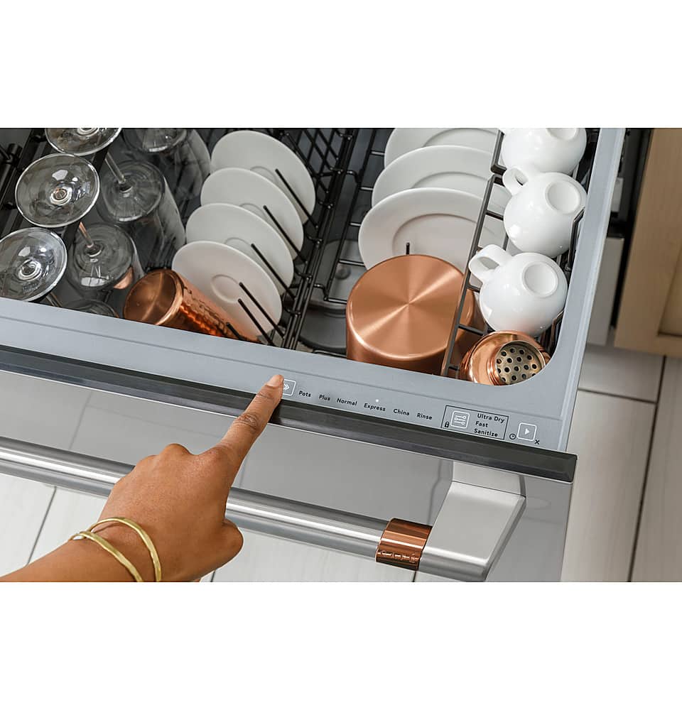 Café - 24" Top Control Built-In Double Drawer Dishwasher, Customizable - Matte White