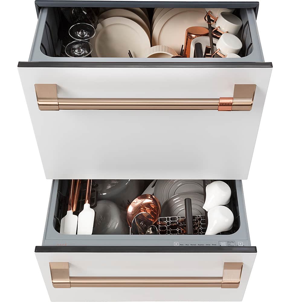 Café - 24" Top Control Built-In Double Drawer Dishwasher, Customizable - Matte White