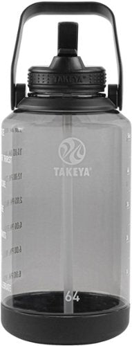 Takeya - Tritan 64-oz. Motivational Water Bottle with Straw Lid - Stormy Black
