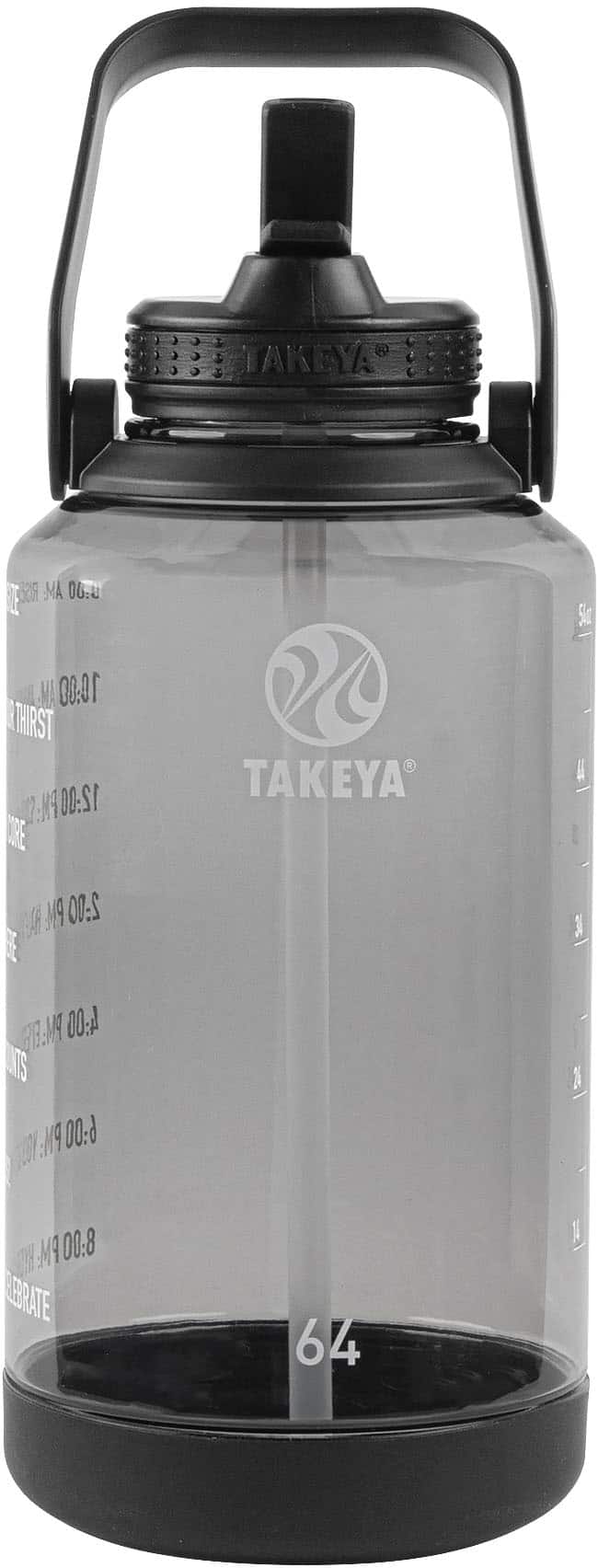 Takeya - Tritan 64-oz. Motivational Water Bottle with Straw Lid - Stormy Black