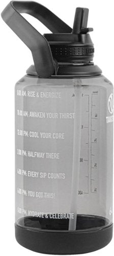 Takeya - Tritan 64-oz. Motivational Water Bottle with Straw Lid - Stormy Black