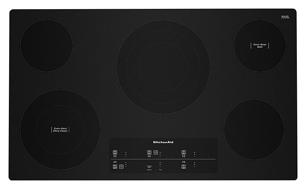 KitchenAid - 30 in. Wide 5 element Built-In Cooktop with 10''/6'' Even-Heat Ultra Power Element with Simmer Setting - Black