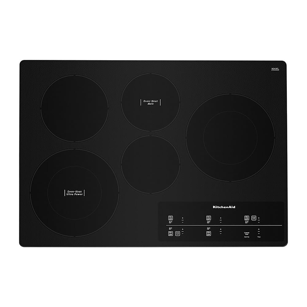 KitchenAid - 30 in. Wide 5 element Built-In Cooktop with 10''/6'' Even-Heat Ultra Power Element with Simmer Setting - Black