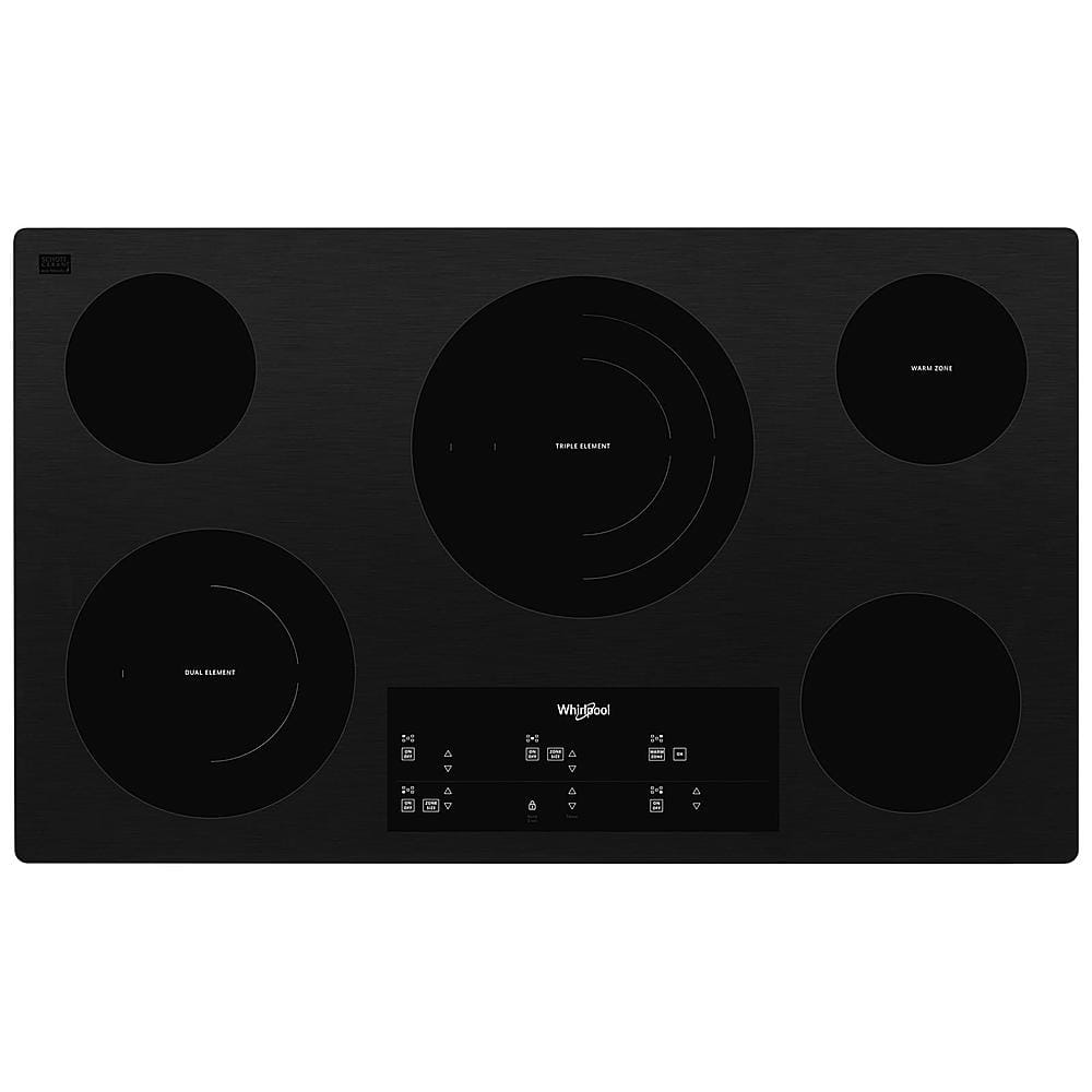 Whirlpool - 36 in. Wide 5 element Built-In Electric Cooktop with FlexHeat Triple Radiant Element - Black