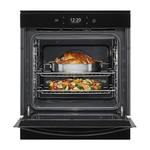 Whirlpool - 24" Built-In Single Electric Convection Wall Oven with Adjustable Self-Clean Cycle - Black