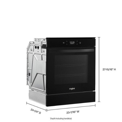 Whirlpool - 24" Built-In Single Electric Convection Wall Oven with Adjustable Self-Clean Cycle - Black