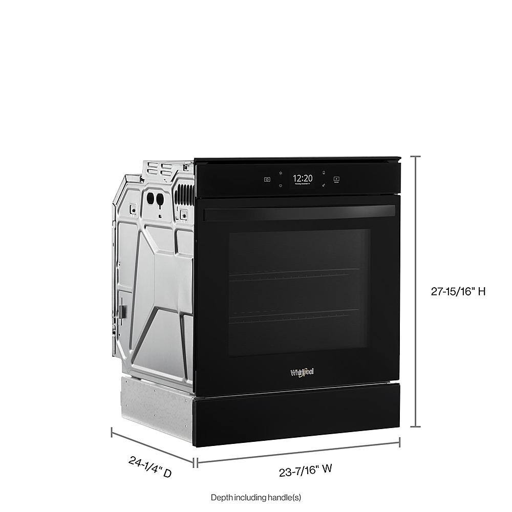Whirlpool - 24" Built-In Single Electric Convection Wall Oven with Adjustable Self-Clean Cycle - Black