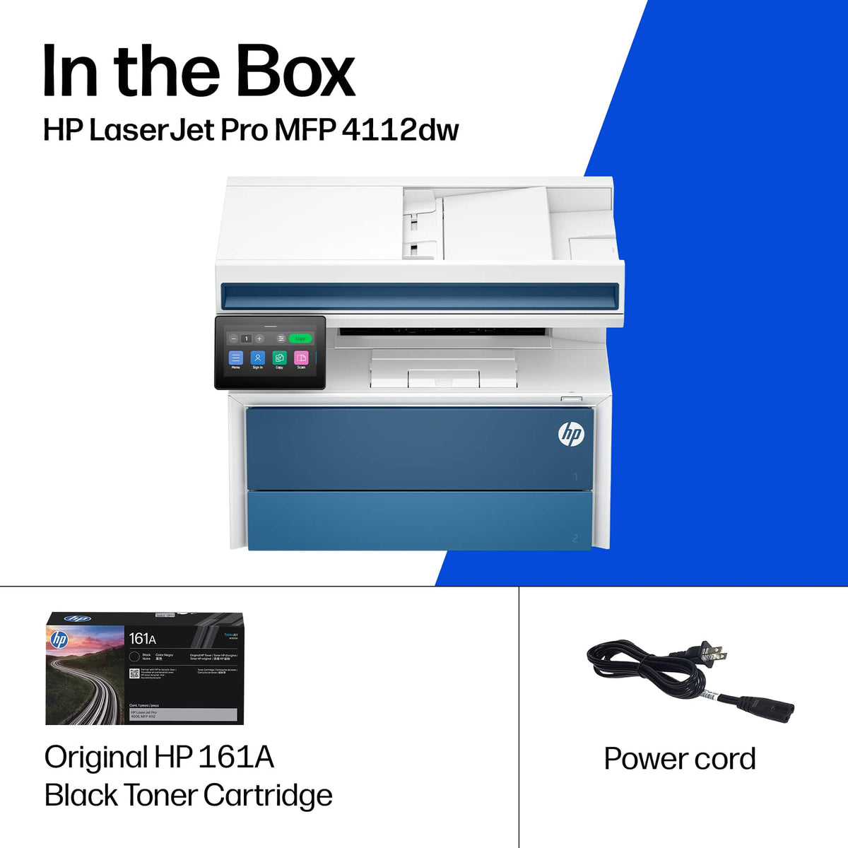 HP - LaserJet Pro MFP 4112dw Wireless Black & White All-in-One Laser Printer, Scan, Copy, Fax, 2-Sided Printing, AI-Enabled - White