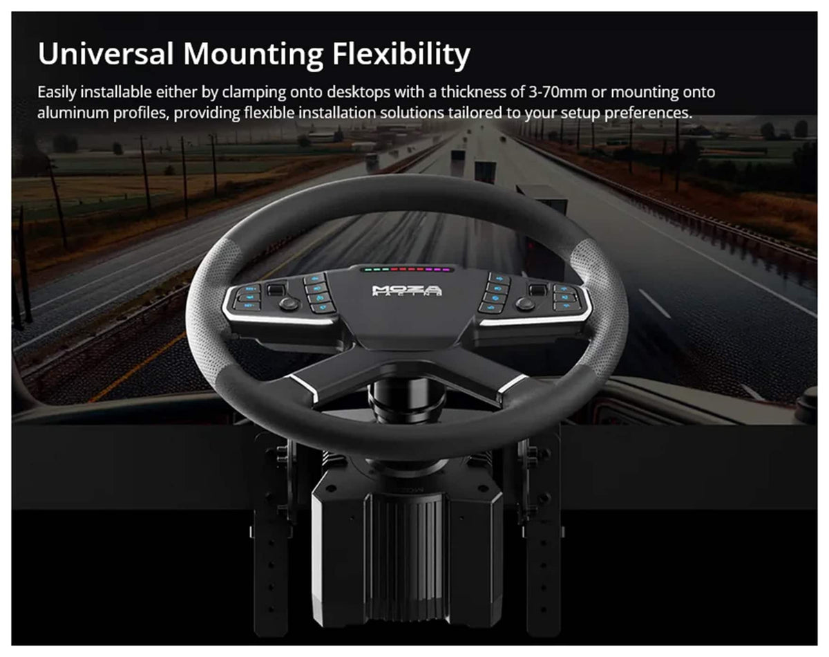 Moza Racing - Truck Simulator Sim Racing Bundle for Windows (Pedals, Wheelbase, & Steering Wheel) - Black