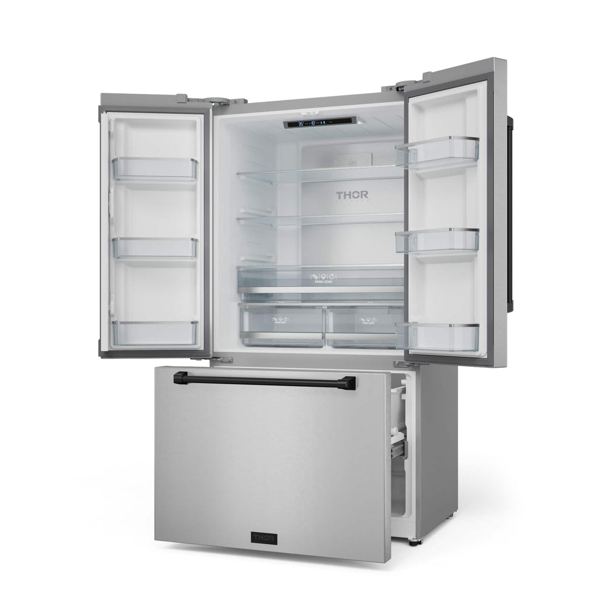 36 in. Wide Gordon Ramsay Series by Thor Kitchen 20.3 Cu. Ft. Counter Depth Refrigerator with Black Hardware - Stainless Steel