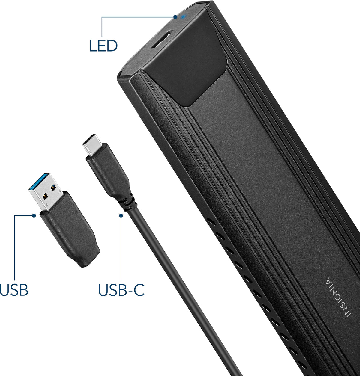 Insignia™ - M.2 NVMe to USB-C SSD Enclosure - Black