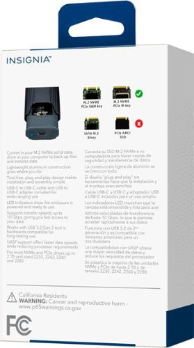 Insignia™ - M.2 NVMe to USB-C SSD Enclosure - Black