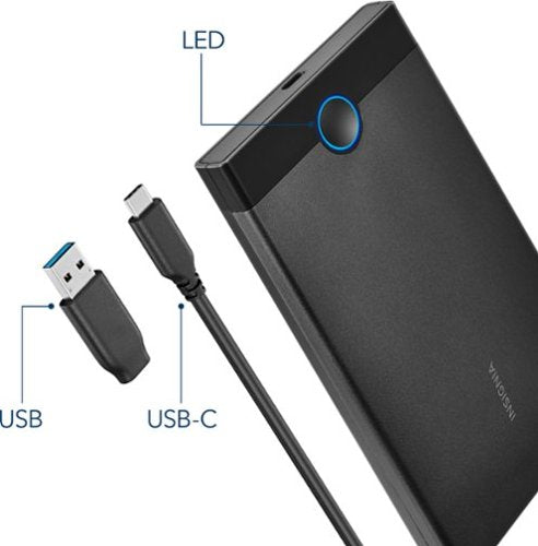 Insignia™ - 2.5" SATA to USB-C HDD Enclosure - Black